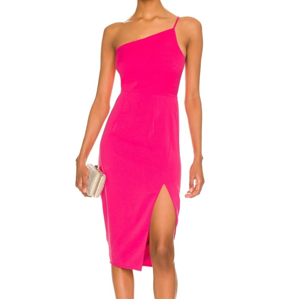 Likely One-shoulder hot pink dress